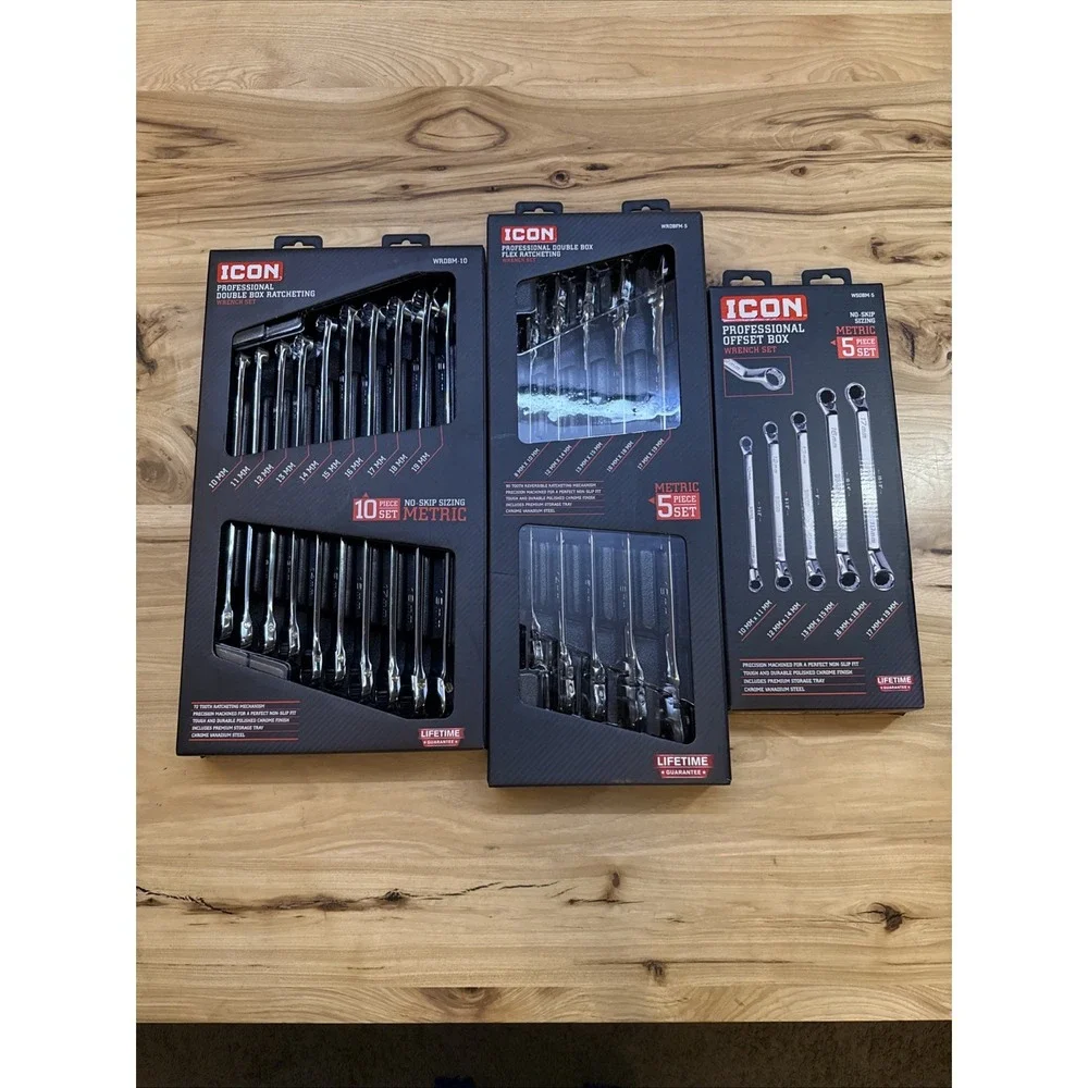 Icon Tools Double Box End Wrench & Flex Head Double Box End & Offset Box Wrench